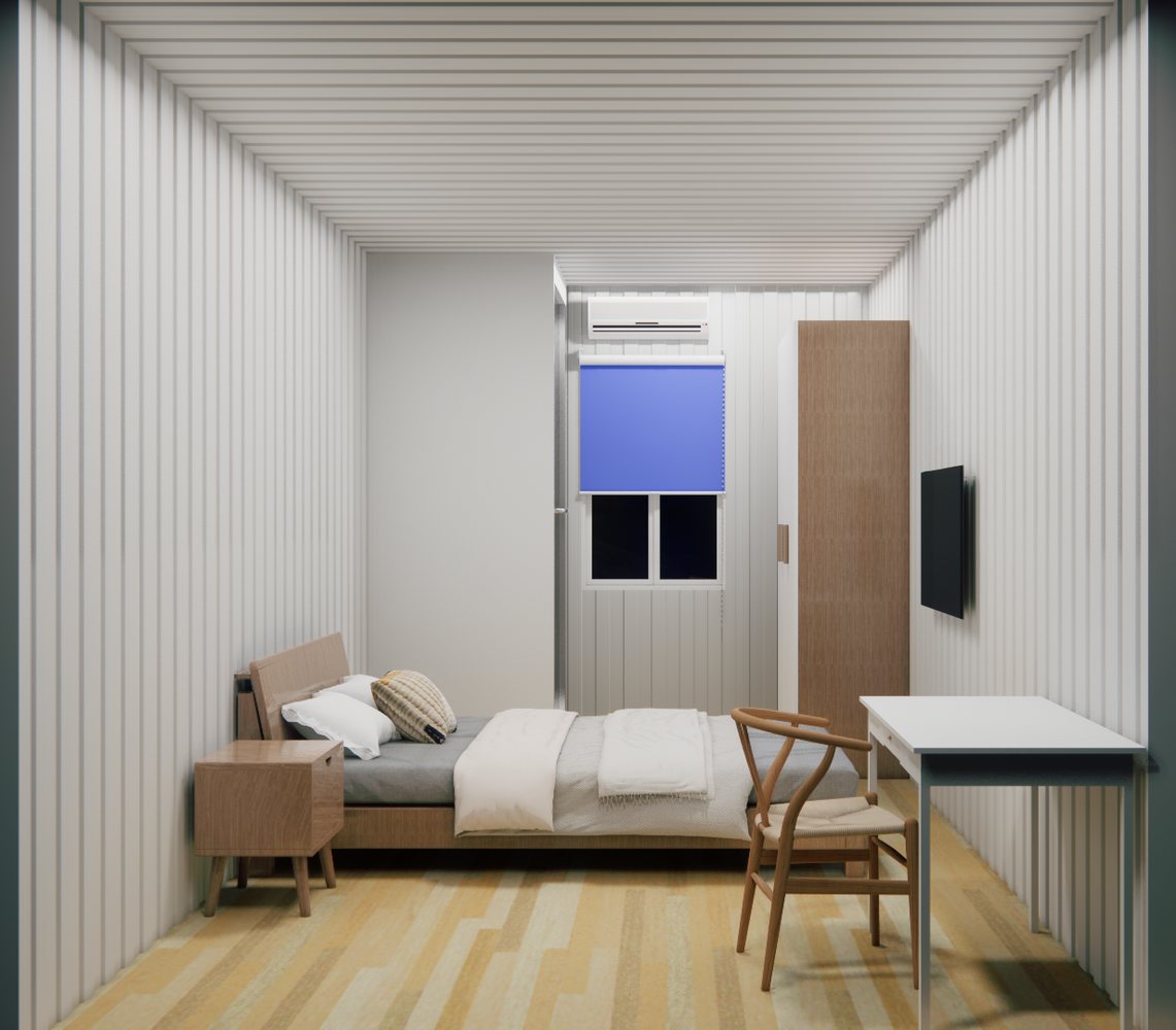 健康驿站方舱空间,展示标准化、模块化的应急服务场景。